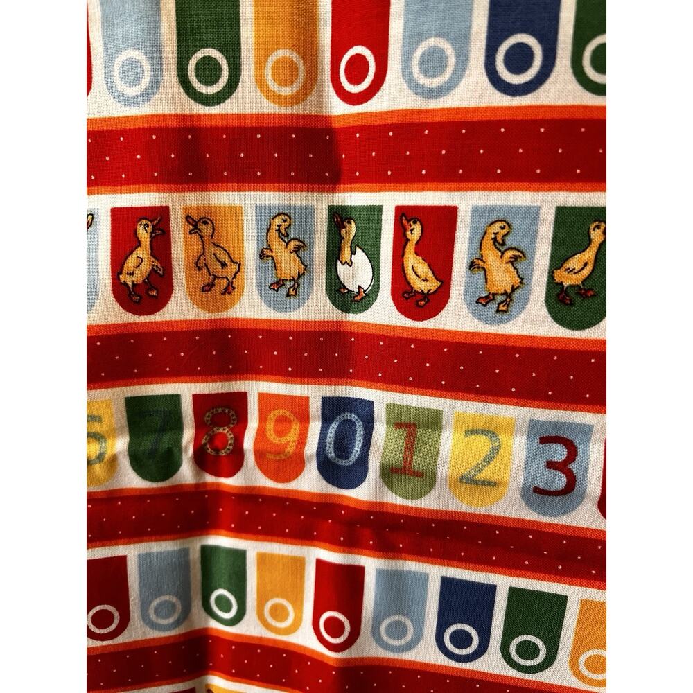 Nursery Baby Fabric Farm Duck Duckling Colorful 45”x46” 123’s Quilt Blanket VTG
